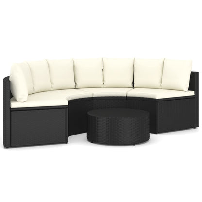 Set Divani da Giardino 5 pz con Cuscini in Polyrattan Nero - homemem39