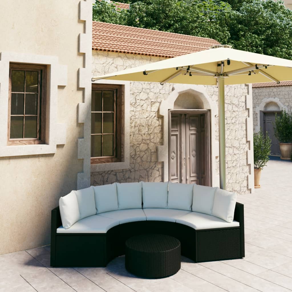 Set Divani da Giardino 5 pz con Cuscini in Polyrattan Nero - homemem39