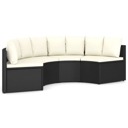 Set Divani da Giardino 4 pz con Cuscini in Polyrattan Nero - homemem39