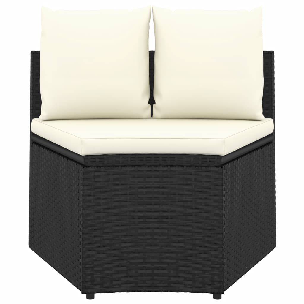 Set Divani da Giardino 4 pz con Cuscini in Polyrattan Nero - homemem39