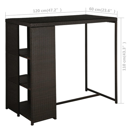 Set da Bar da Giardino 5 pz con Cuscini in Polyrattan Marrone - homemem39