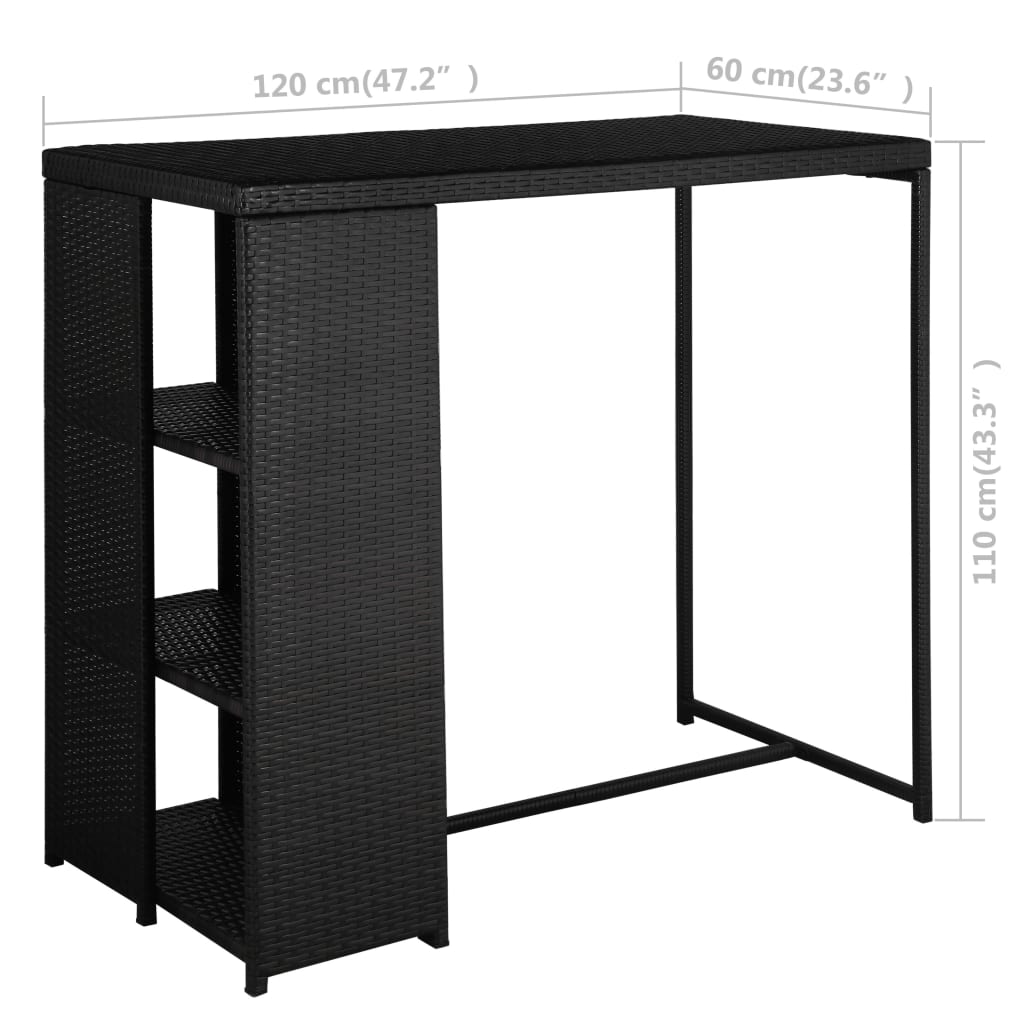 Set da Bar da Giardino 5 pz con Cuscini in Polyrattan Nero - homemem39