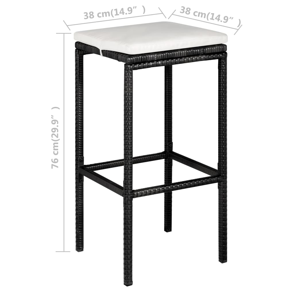 Set da Bar da Giardino 5 pz con Cuscini in Polyrattan Nero - homemem39