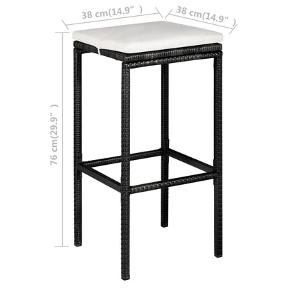 Set da Bar da Giardino 5 pz con Cuscini in Polyrattan Nero - homemem39