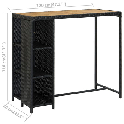 Set da Bar da Giardino 5 pz con Cuscini in Polyrattan Nero - homemem39