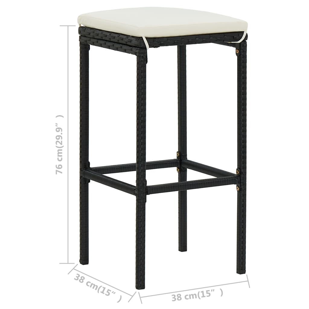 Set da Bar da Giardino 5 pz con Cuscini in Polyrattan Nero - homemem39