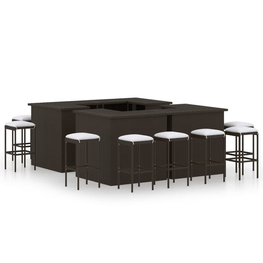 Set da Bar da Giardino 16 pz con Cuscini in Polyrattan Marrone - homemem39