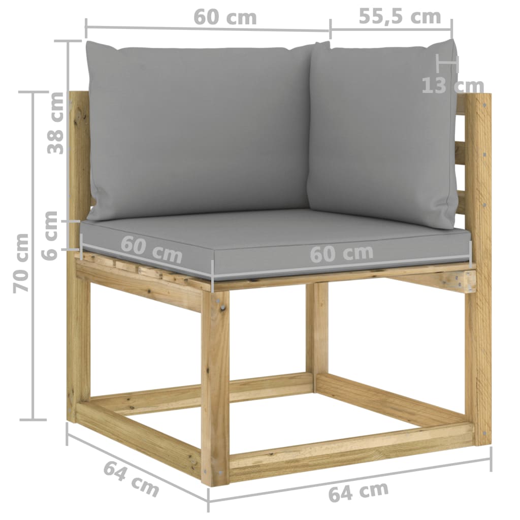 Divano Angolare da Giardino con Cuscini Legno Impregnato Verde - homemem39