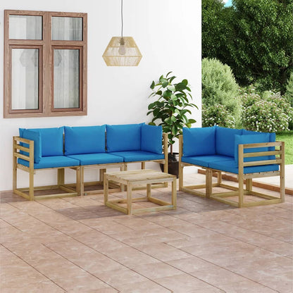 Set Divani da Giardino 6 pz con Cuscini Azzurri - homemem39