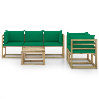 Set Divani da Giardino 6 pz con Cuscini Verdi - homemem39