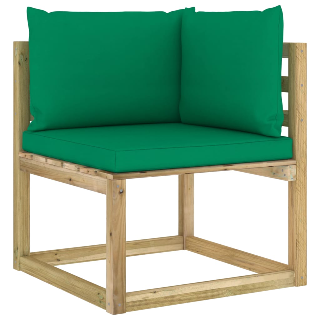 Set Divani da Giardino 10 pz e Cuscini Legno di Pino Impregnato - homemem39