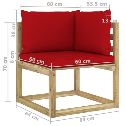 Divano Angolare da Giardino con Cuscini Legno Impregnato Verde - homemem39