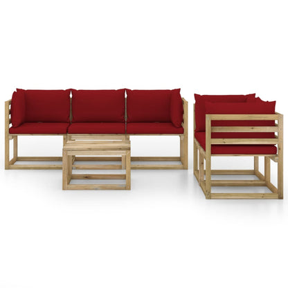 Set Divani da Giardino 6 pz con Cuscini Rosso Vino - homemem39