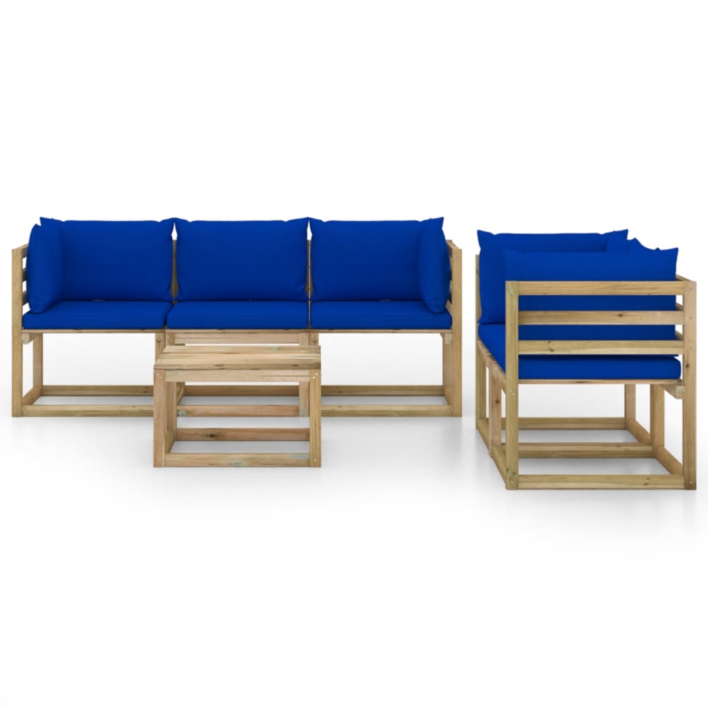 Set Divani da Giardino 6 pz con Cuscini Blu - homemem39