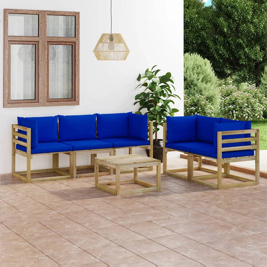 Set Divani da Giardino 6 pz con Cuscini Blu - homemem39