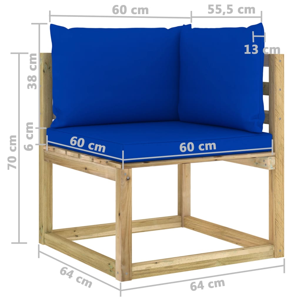 Set Divani da Giardino 10 pz e Cuscini Legno di Pino Impregnato - homemem39