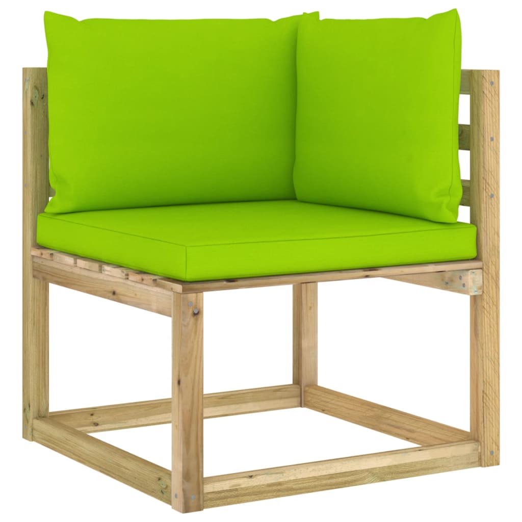 Divano Angolare da Giardino con Cuscini Legno Impregnato Verde - homemem39