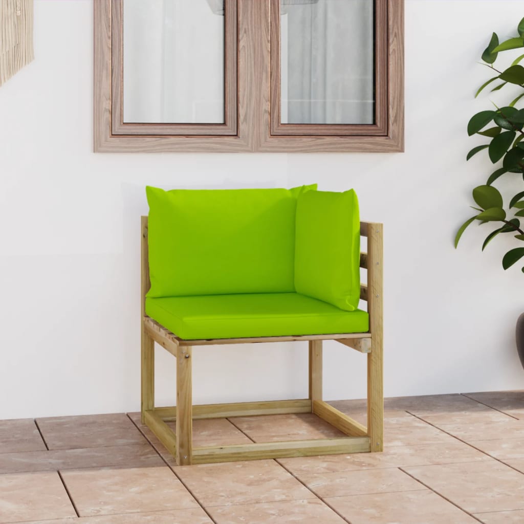 Divano Angolare da Giardino con Cuscini Legno Impregnato Verde - homemem39