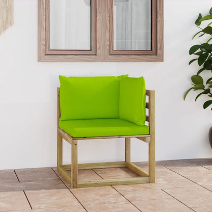 Divano Angolare da Giardino con Cuscini Legno Impregnato Verde - homemem39