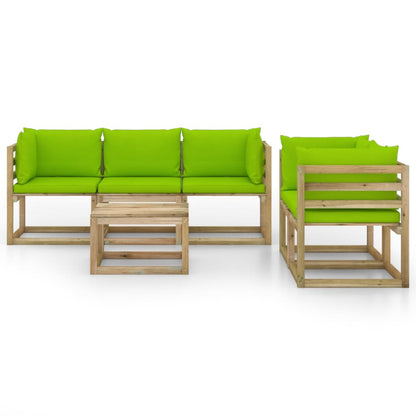 Set Divani da Giardino 6 pz con Cuscini Verde Brillante - homemem39