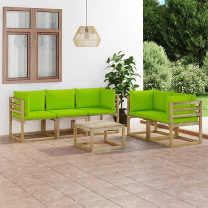 Set Divani da Giardino 6 pz con Cuscini Verde Brillante - homemem39