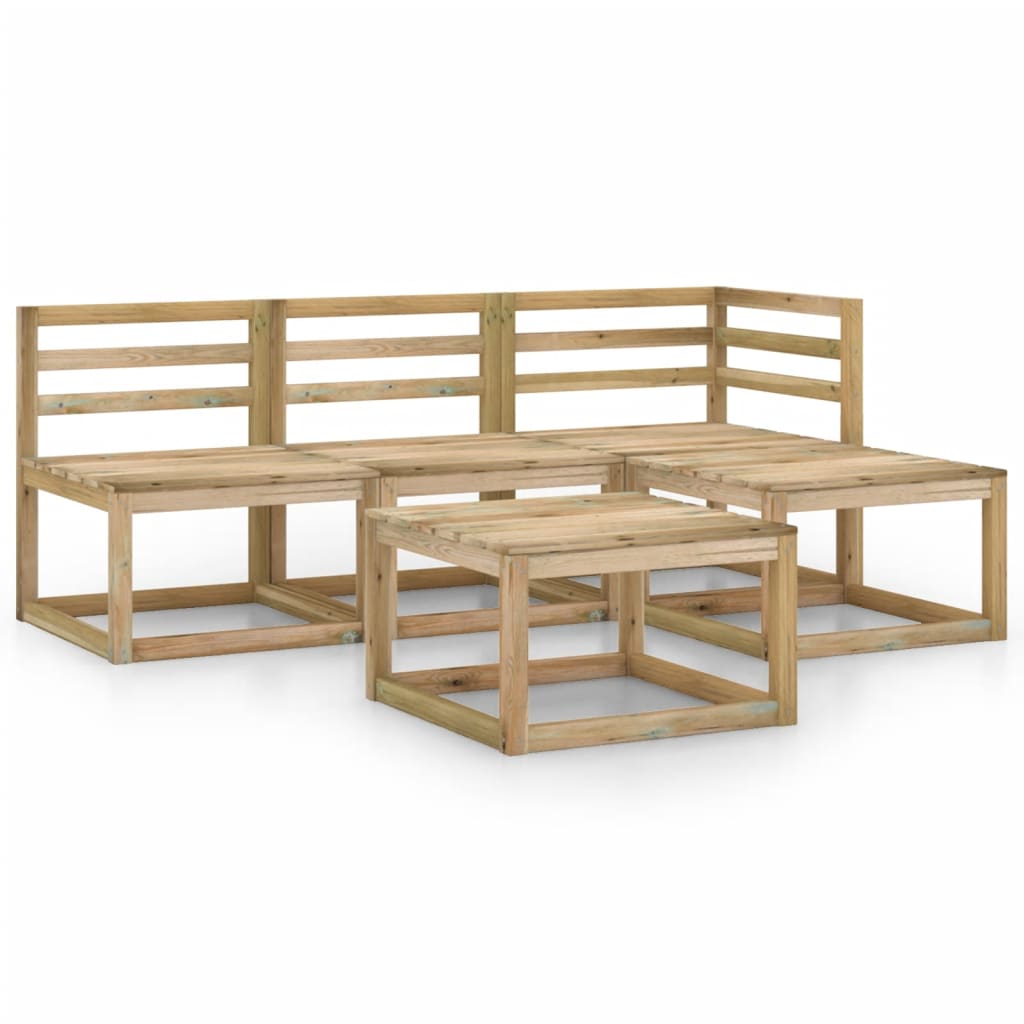 Set Divani da Giardino 5 pz in Legno di Pino Impregnato Verde - homemem39