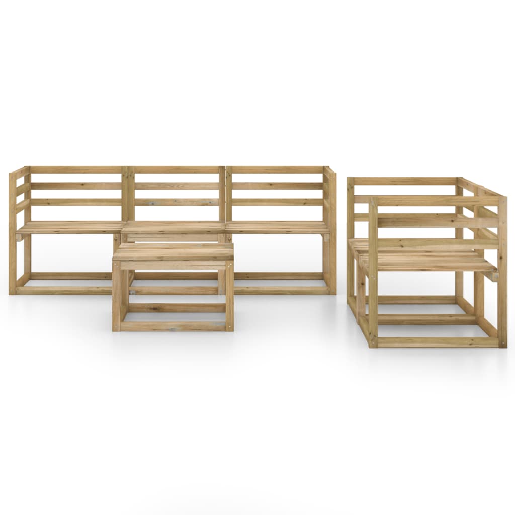 Set Divani da Giardino 6 pz in Legno di Pino Impregnato Verde - homemem39