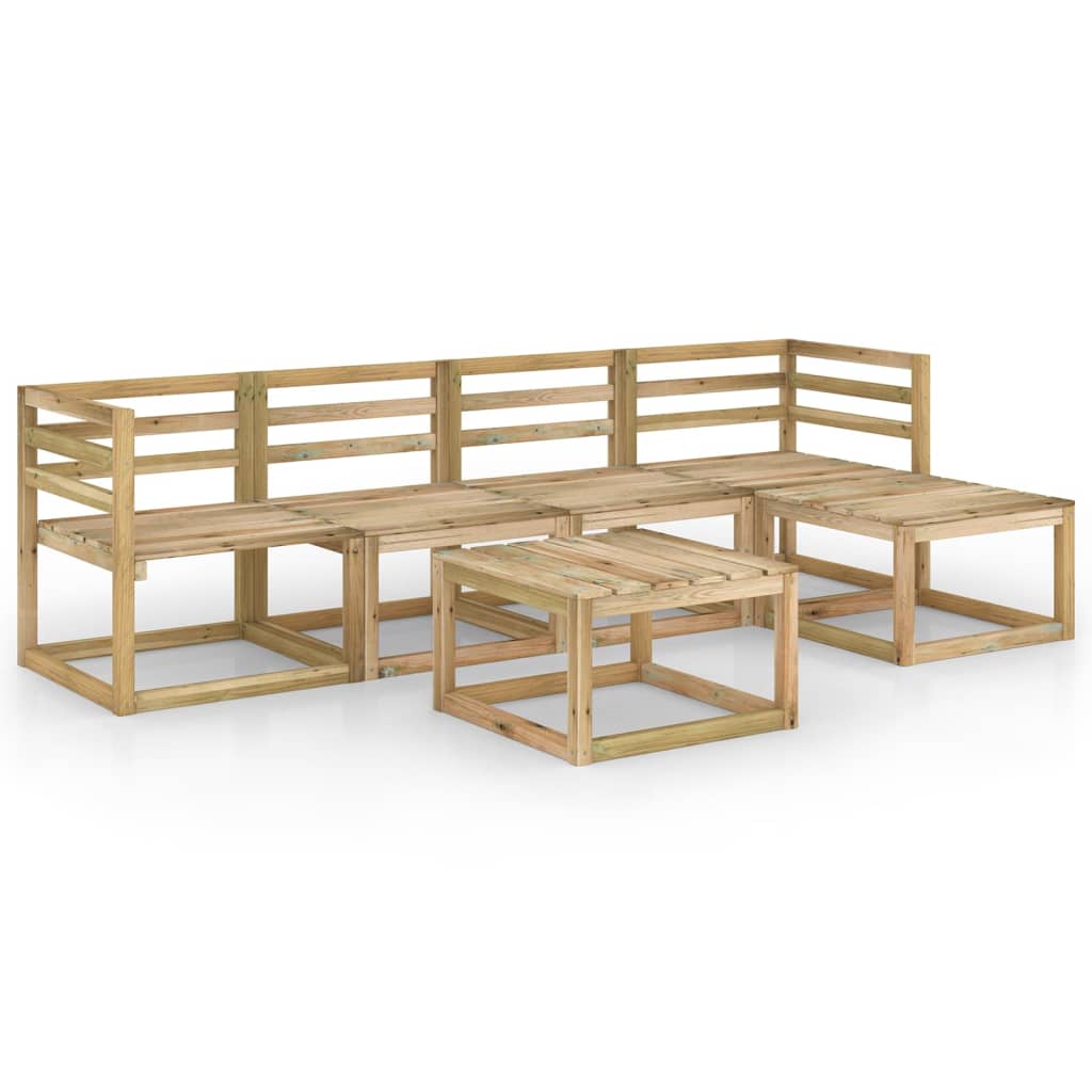 Set Divani da Giardino 6 pz in Legno di Pino Impregnato Verde - homemem39