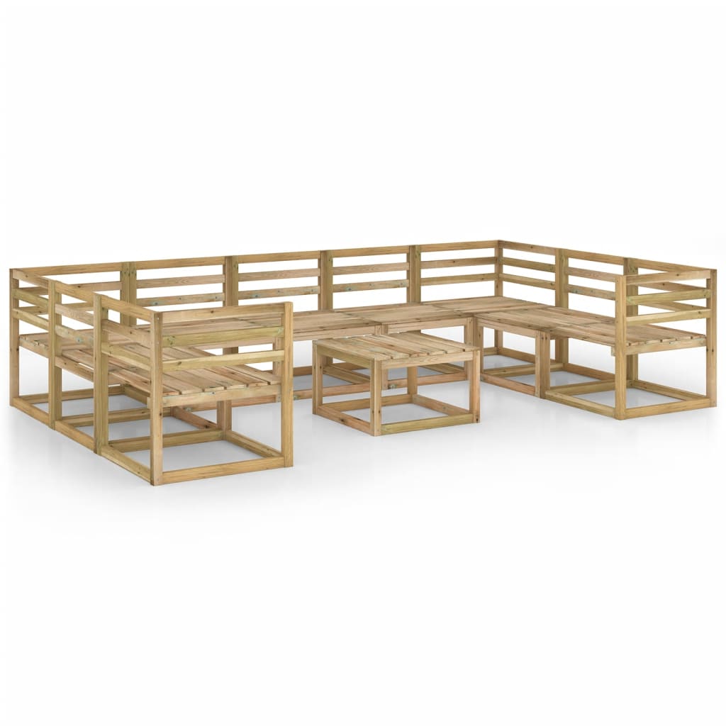 Set Divani da Giardino 10 pz in Legno di Pino Impregnato Verde - homemem39