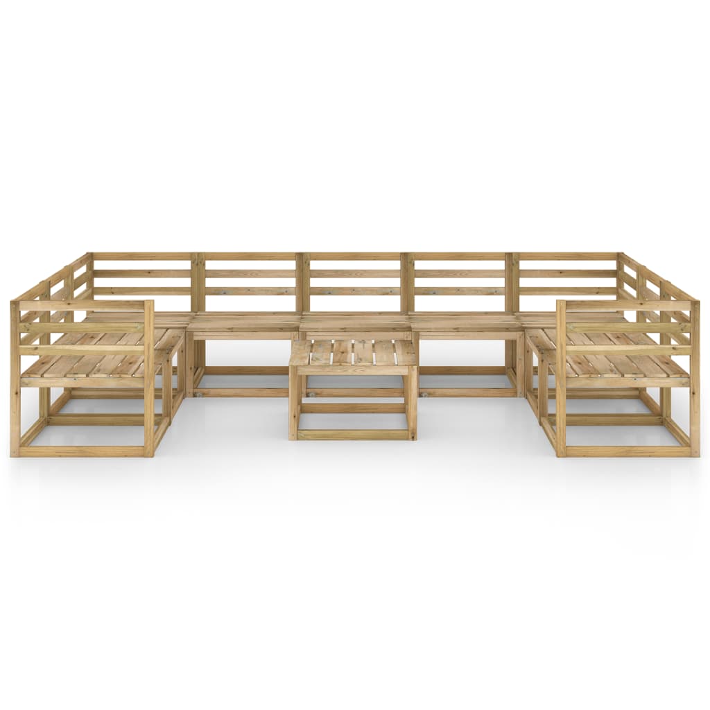 Set Divani da Giardino 10 pz in Legno di Pino Impregnato Verde - homemem39