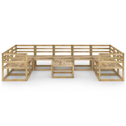 Set Divani da Giardino 10 pz in Legno di Pino Impregnato Verde - homemem39