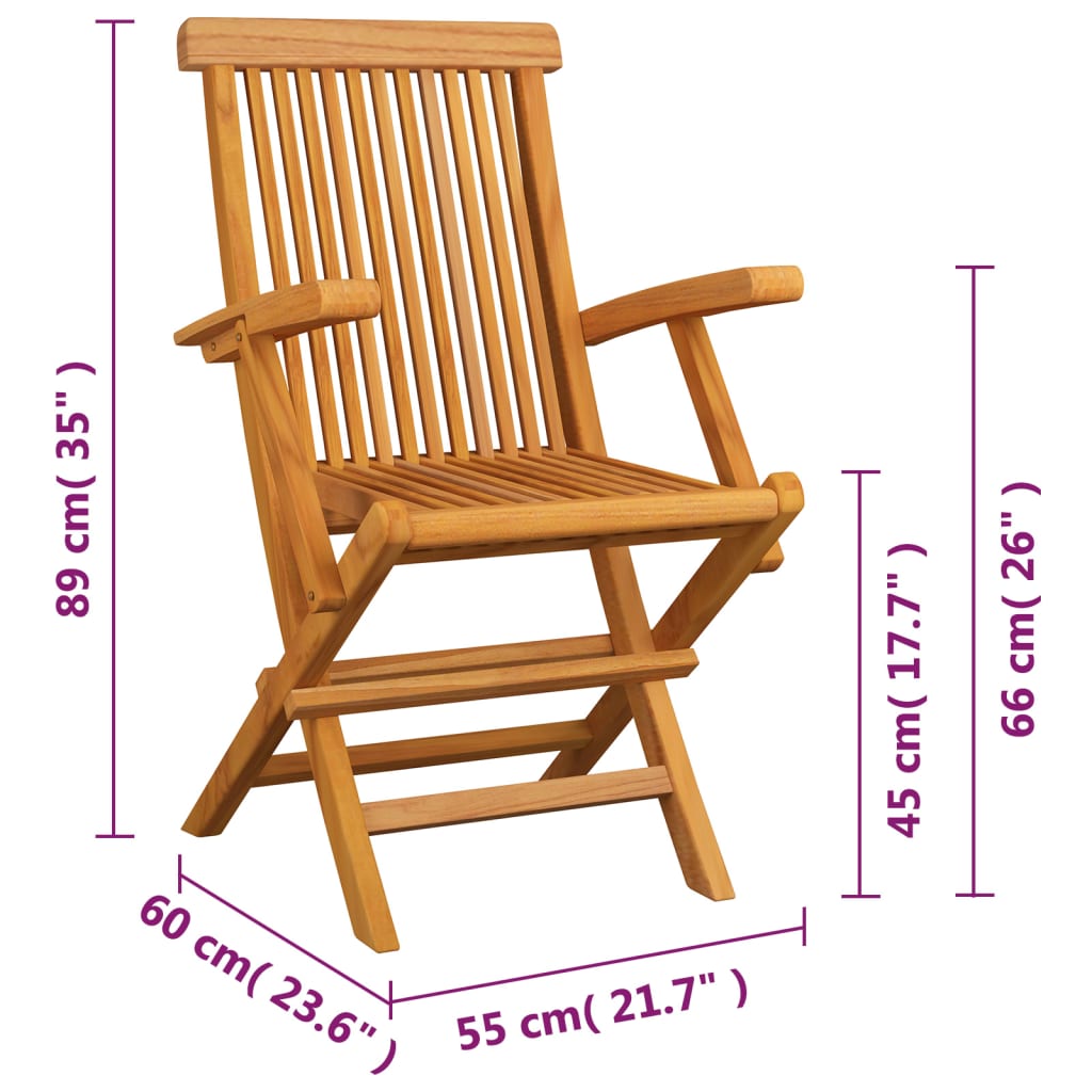 Sedie da Giardino Pieghevoli 4 pz in Legno Massello di Teak - homemem39