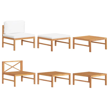 Set Divani Giardino 3 pz Cuscini Crema in Legno di Teak - homemem39