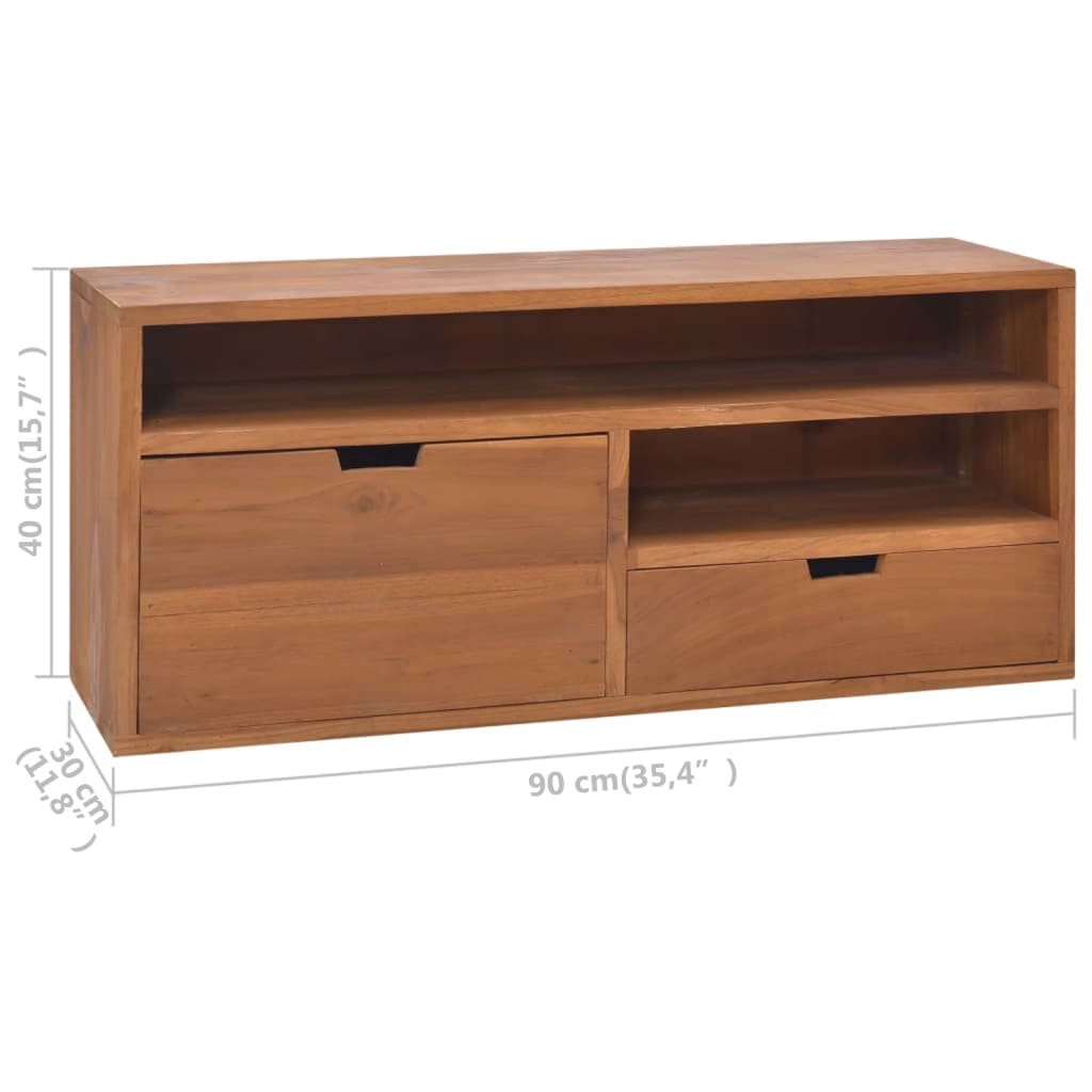 Mobile Porta TV 90x30x40 cm in Legno Massello di Teak - homemem39