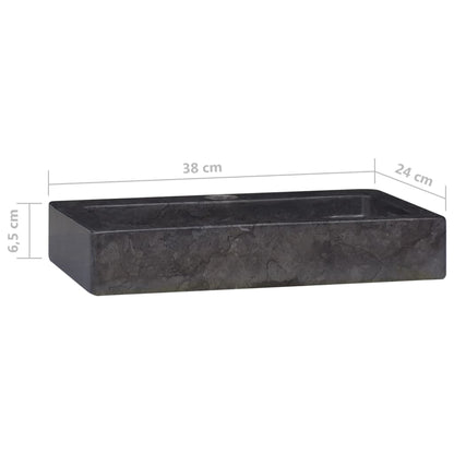 Lavello a Parete Nero 38x24x6,5 cm in Marmo - homemem39