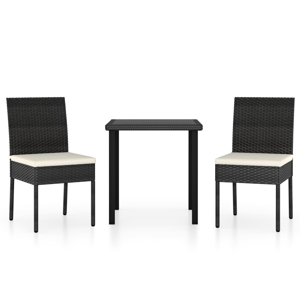 Set da Pranzo da Giardino 3 pz in Polyrattan Nero - homemem39