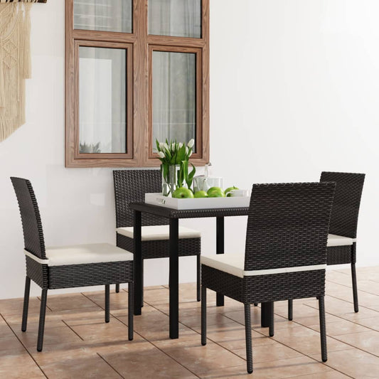 Set da Pranzo da Giardino 5 pz in Polyrattan Nero - homemem39