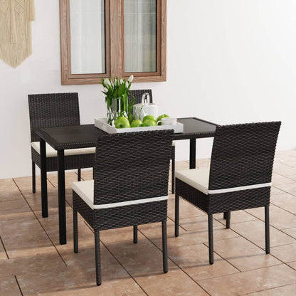 Set da Pranzo da Giardino 5 pz in Polyrattan Nero - homemem39