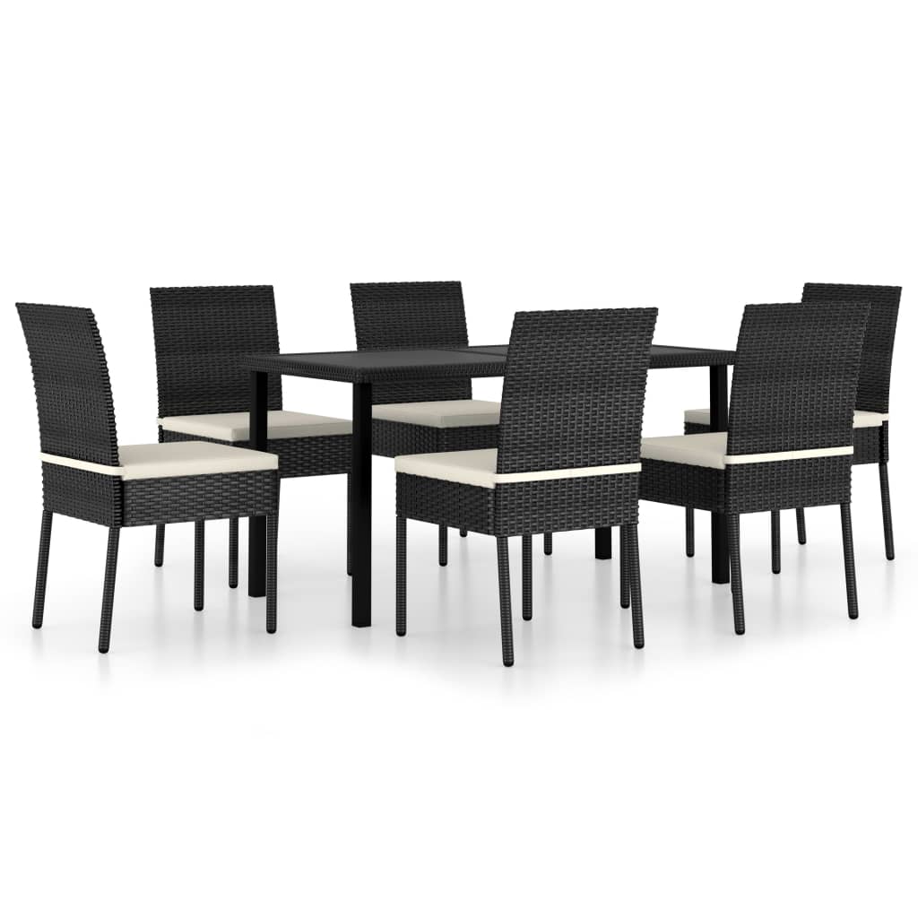 Set da Pranzo da Giardino 7 pz in Polyrattan Nero - homemem39