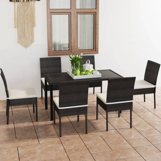 Set da Pranzo da Giardino 7 pz in Polyrattan Nero - homemem39