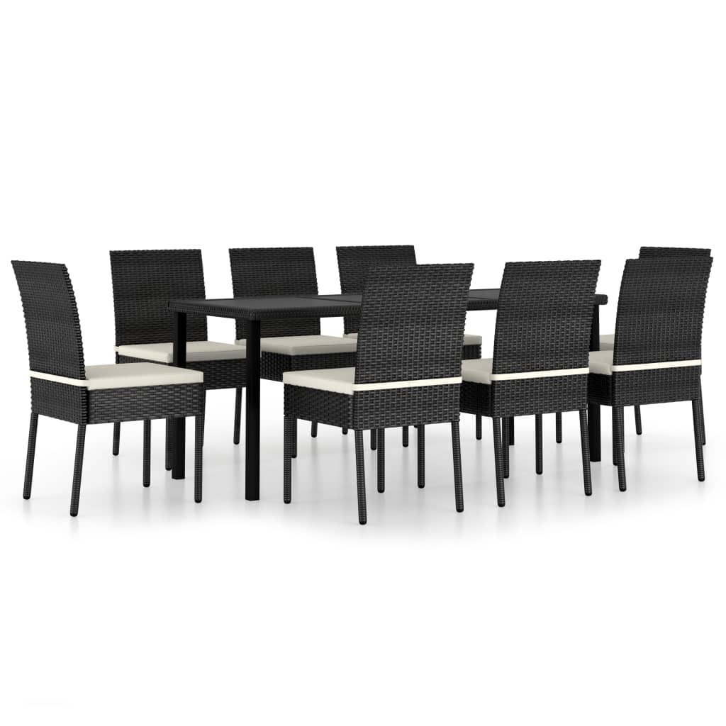 Set da Pranzo da Giardino 9 pz in Polyrattan Nero - homemem39