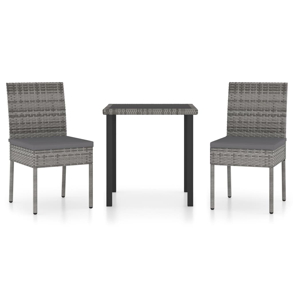 Set da Pranzo da Giardino 3 pz in Polyrattan Grigio - homemem39