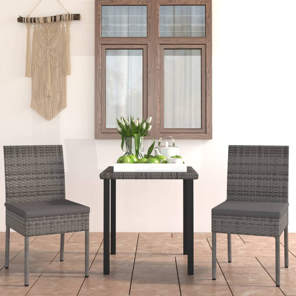 Set da Pranzo da Giardino 3 pz in Polyrattan Grigio - homemem39