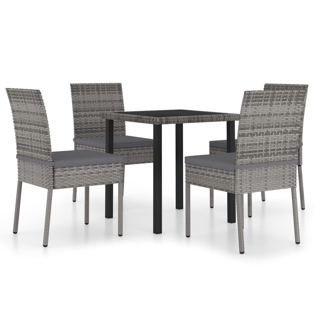 Set da Pranzo da Giardino 5 pz in Polyrattan Grigio - homemem39