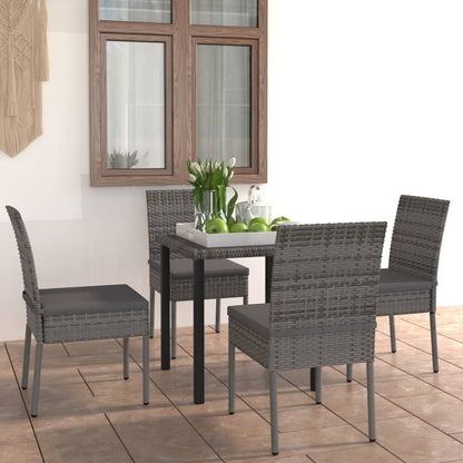 Set da Pranzo da Giardino 5 pz in Polyrattan Grigio - homemem39