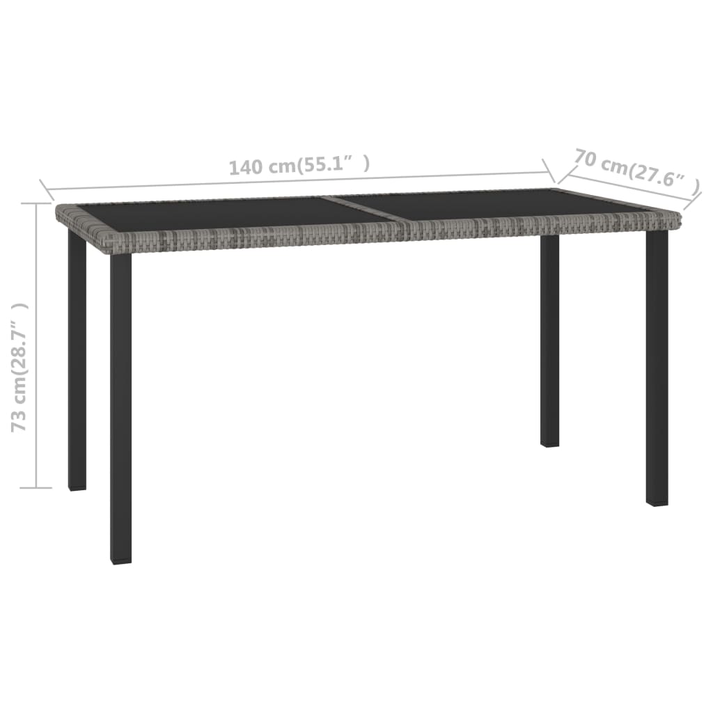 Set da Pranzo da Giardino 7 pz in Polyrattan Grigio - homemem39