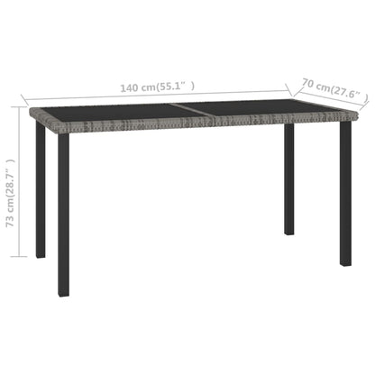 Set da Pranzo da Giardino 7 pz in Polyrattan Grigio - homemem39