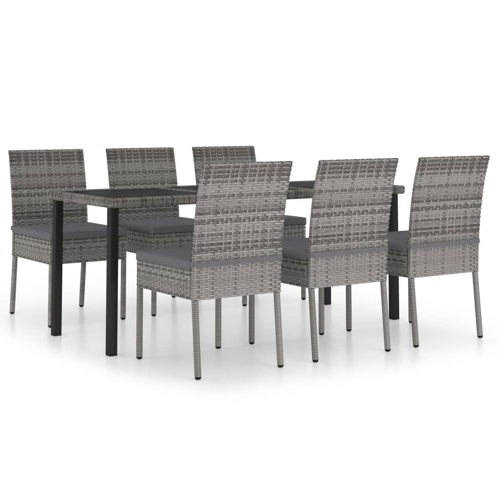 Set da Pranzo da Giardino 7 pz in Polyrattan Grigio - homemem39