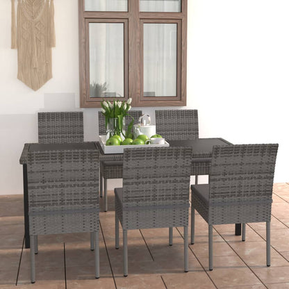 Set da Pranzo da Giardino 7 pz in Polyrattan Grigio - homemem39