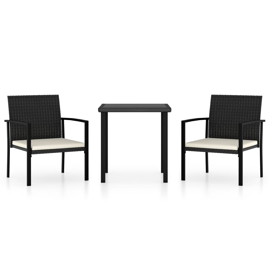 Set da Pranzo da Giardino 3 pz in Polyrattan Nero - homemem39